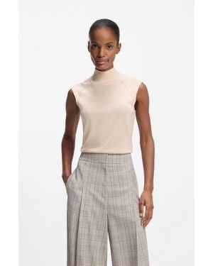 BOSS Sleeveless Mock-Neck Jumper - Natural