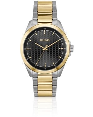HUGO Seam Two-Tone Watch With Textured Dial - Metallic