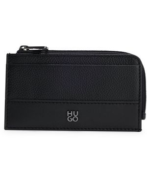 HUGO Kartenetui Aus Leder Mit Stack-Logo - Schwarz