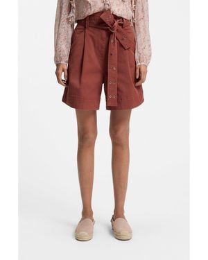 BOSS Stretch-Cotton Shorts With Eyelet Belt - Red