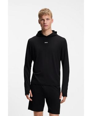 BOSS Active Hoodie With Thumbholes And Moisture Management - Black