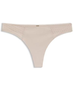BOSS Low-Rise Slip Met Kant En Goudkleurige Accenten - Naturel