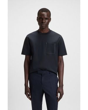 BOSS Cotton-Blend T-Shirt With Pocket Detail - Black