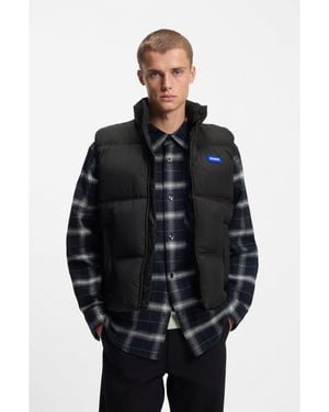 HUGO Relaxed-Fit Padded Gilet With Logo Badge - Black