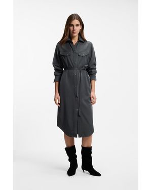 BOSS Light Gray Women's Midi Dresses Size 4 - Black