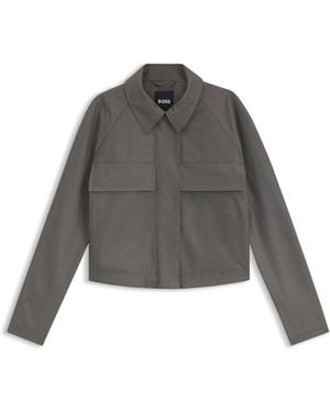 BOSS Relaxed-Fit Jacke Aus Baumwoll-Denim - Grau