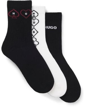 HUGO Three-Pack Of Patterned Socks - Black
