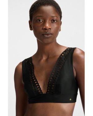 BOSS Bikini Top With Laser-Cut Details - Black