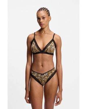 HUGO Lace-Trim Thong - Black