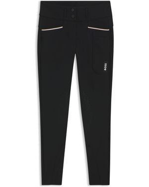 BOSS Equestrian High-Waisted Breeches With Knee Grip - Black