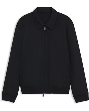 BOSS Slim-Fit Jacke Aus Schurwollflanell Mit Reißverschluss - Schwarz
