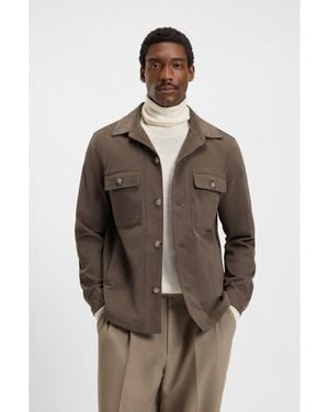 BOSS Relaxed-Fit Overshirt - Brown