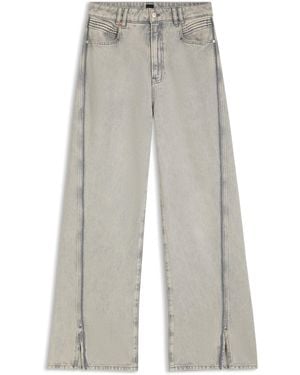 BOSS Jeans Aus Grauem Denim Mit Weitem Beinverlauf Und Schlitzen Am Saum - Weiß