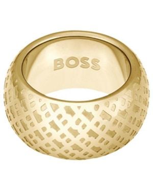 BOSS Tone Ring With Engraved Monograms - Metallic