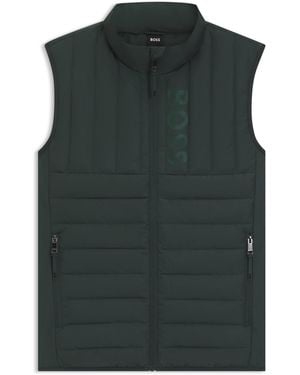 BOSS Chaleco Impermeable Para Equitación Con Logo Estampado Vertical - Verde