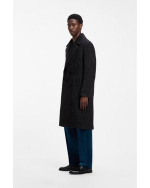 HUGO Textured Alpaca-Blend Virgin Wool Coat - Black