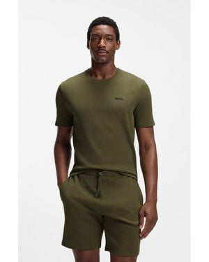 BOSS Cotton-Blend Pyjama T-Shirt With Embroidered Logo - Green