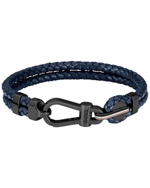 BOSS Braided-Leather Cuff With Carabiner Closure - Blue