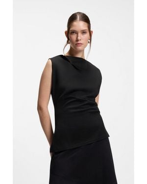 BOSS Cowl-Neck Asymmetric Top - Black