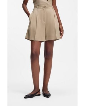 HUGO Cotton-Blend Shorts With Chain Trim - Natural