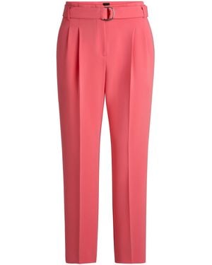 BOSS Regular-Fit Kortere Broek Van Kreukbestendige Crêpe - Rood