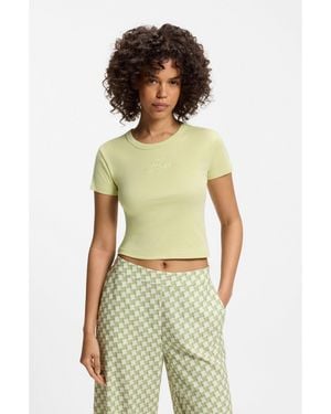 HUGO Cotton-Blend T-Shirt With Embroidered Logo - Green