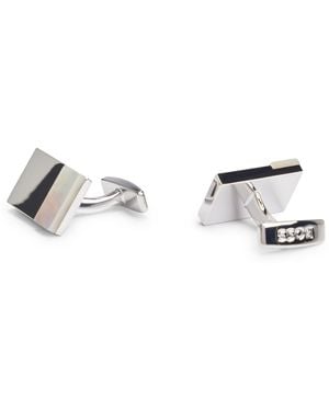 BOSS Rectangular Cufflinks With Mother-of-pearl Insert - White