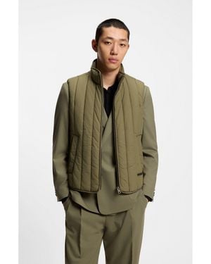 HUGO Lightweight Gilet With Vertical Quilting - Green
