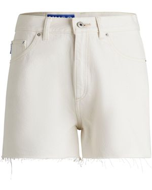 HUGO Short en denim écru à base brute - Blanc