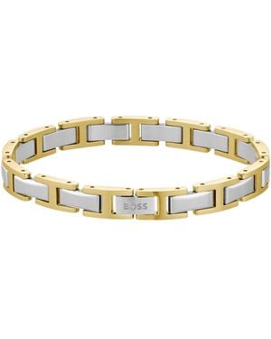 BOSS Two-Tone H-Link Cuff With Logo Clasp - Metallic