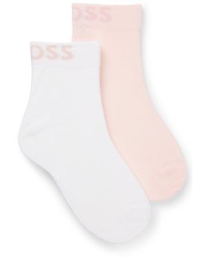 BOSS Set Van Twee Paar Kwartsokken Met Contrastlogo's - Wit