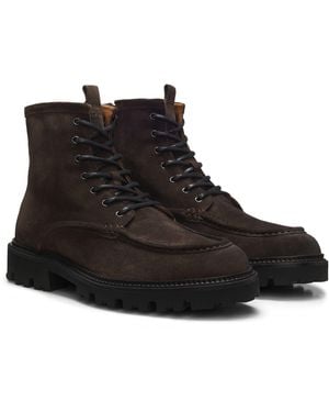 BOSS Botas De Ante Con Cordones Y Cremallera Lateral - Negro