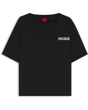 HUGO T-Shirt De Pyjama Relaxed En Jersey Stretch À Logo Contrastant - Noir