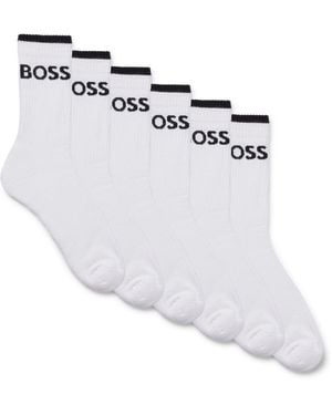 BOSS Sechser-Pack Kurze Socken Aus Geripptem Baumwoll-Mix - Weiß