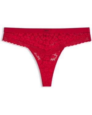 HUGO String Aus Spitze Mit Leopardenmuster Und Logo Am Bund - Rot