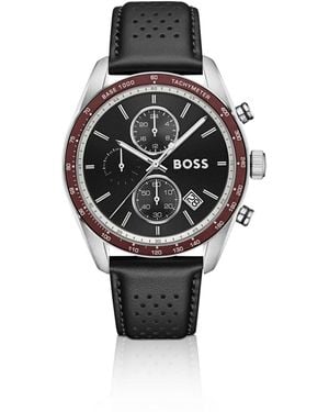 BOSS Grand Prix Vitesse-Dial Watch With Perforated Strap - Black