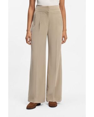 BOSS Straight-Fit Trousers With Pleat Front - Natural