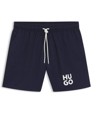HUGO Zwemshort Bedrukt Met Tweedelig Logo - Blauw