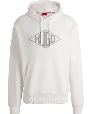 HUGO Hoodie Met Logostiksel Van Katoenen Badstof - Wit