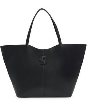 BOSS Grained Tote Bag With Double B Monogram - Black