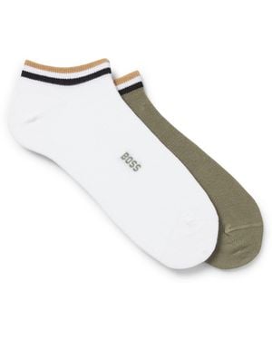 BOSS Two-Pack Of Ankle Socks With Signature-Stripe Cuffs - Metallic