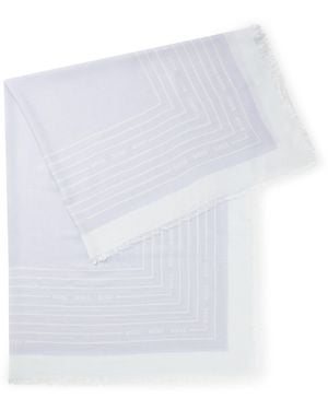 BOSS Voile Scarf With Logo Print - White
