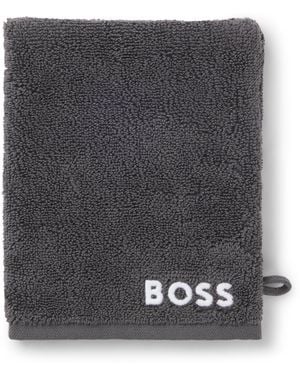 BOSS Manopla De Baño De Algodón Con Logo Bordado En Contraste - Gris