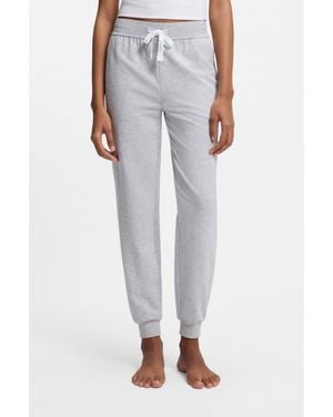 HUGO Cotton-Blend Tracksuit Bottoms With Logo Details - Grey