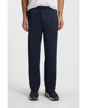 BOSS Regular-Fit Tracksuit Bottoms With Quilted Jacquard - Blue