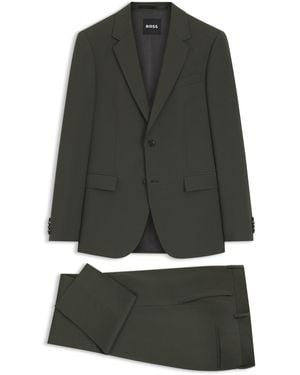 BOSS Traje Slim Fit De Dos Piezas En Lana Virgen Elástica - Verde