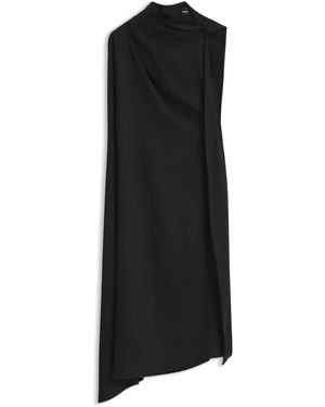 BOSS Asymmetrisches Kleid Aus Kreppgewebe Mit Drapiertem Ausschnitt - Schwarz