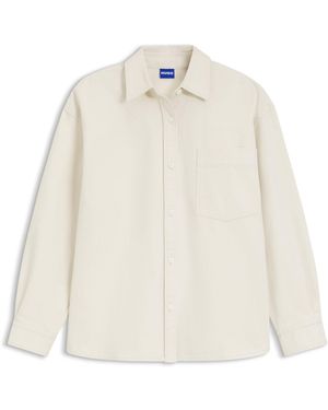 HUGO Oversized-Fit Blouse Van Katoenen Twill - Wit