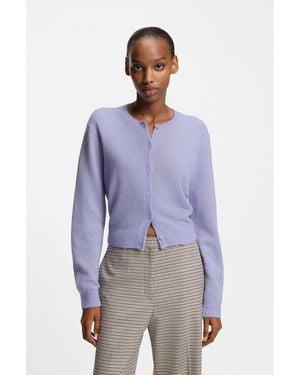HUGO Buttoned Cardigan With Tonal Logo Embroidery - Blue