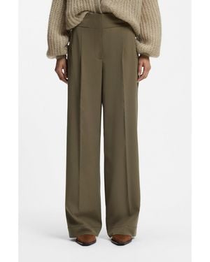 BOSS Straight-Fit Trousers With Pleat Front - Green